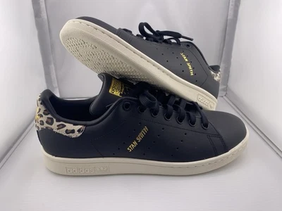 Adidas Stan Smith Low Top Sneakers, Black / Animal Print, Women Size 10.5 FIRE! - Image 1 of 4