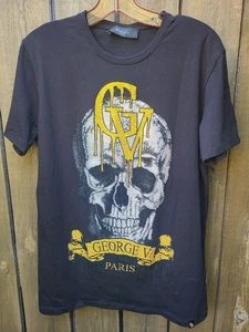 CAMISETA CALAVERA CON LOGO AVENUE GEORGE V PARIS Camisa Brillante Para Hombre Talla L Grande NEGRA - Imagen 1 de 10