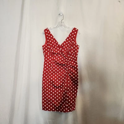 Vestido para mujer MADISON LEIGH rojo blanco a lunares Rockabilly hasta la rodilla 8P DEFECTUOSO  Foto 1 de 4