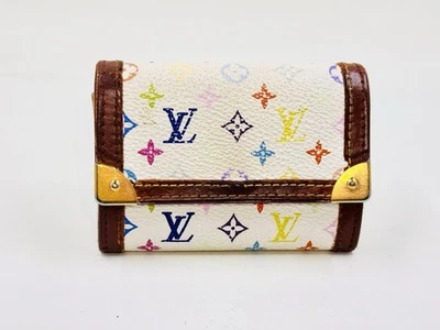 Louis Vuitton Vintage Multicolor Monograma Murakami Blanco Mini Cartera Monedero Foto 1 de 4