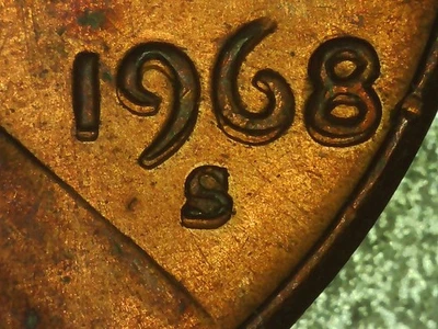 1968-S AU Machine Doubling Error (Liberty, Date, Profile) Lincoln Memorial Penny - Image 1 of 4