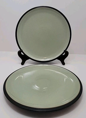 Set of 2 DENBY Energy Celadon/Charcoal 10 1/2" Dinner Plates - Image 1 of 4