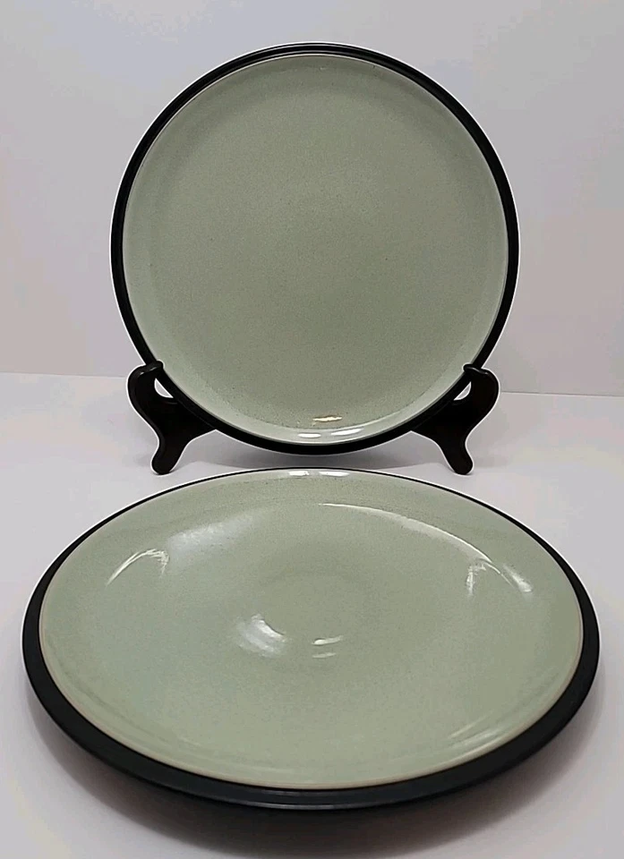 Set of 2 DENBY Energy Celadon/Charcoal 10 1/2" Dinner Plates - Image 1 of 4