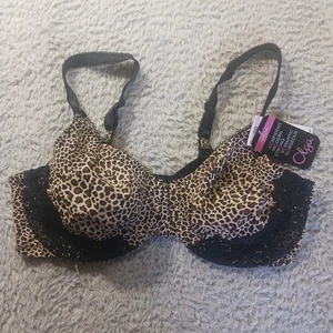 Olga Luxury Lift Lace 35063M Bra 38D Leopard Animal Print NWT Underwire Support - Picture 1 of 4