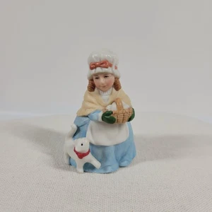 Lefton Colonial Village Josephine Figure 1997 Basket Eggs White Cat - Picture 1 of 6