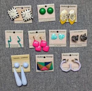Random Lot of 10 Pairs 80s 90s Earrings Fashion Earrings By Jessa. - Picture 1 of 4
