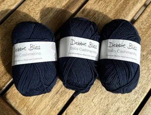 3 Skeins Debbie Bliss Baby Cash Merino Wool & Cashmere Blend Yarn 50g #83 Navy - Picture 1 of 7