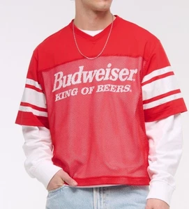 NEU + Etikett offizielles Abercrombie & Fitch x Budweiser Mesh Fußball Trikot T-Shirt - Bild 1 von 12