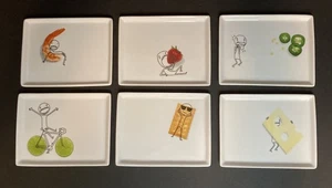 CB2 Crate & Barrel Retired Oliver Appetizer Snack Plates Lot Of 6 - 5" x 6.5" - Picture 1 of 7
