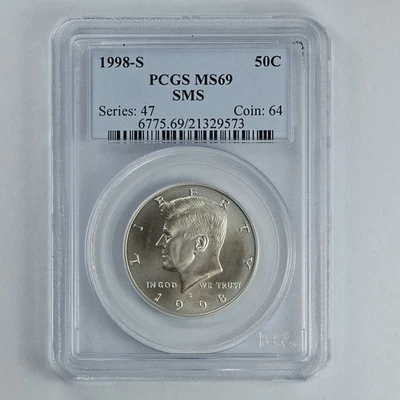 1998-S Silver Kennedy Half Dollar PCGS MS69 SMS OBH - Image 1 of 2