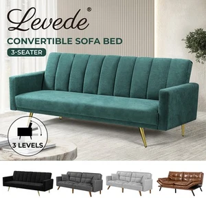 Levede Sofa Bed Futon Convertible Lounge Adjustable Recliner Couch 3 Seater - Picture 1 of 56
