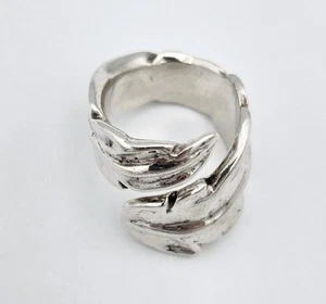 Uno De 50 Plated Sterling Silver Feather Modernist Ring Size 7 Hand Made - Picture 1 of 8