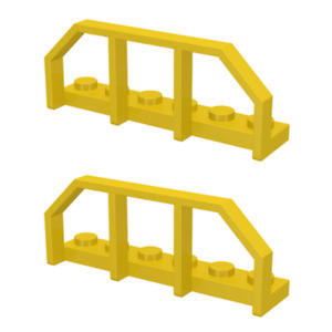 LEGO Train Parts 2x Plate Modified 1 x 6 Yellow Wagon Carriage End Fence 6583
