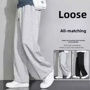 Pantaloni uomo larghi gamba dritta casual estivi leggeri gamba larga felpati - Foto 1 di 14
