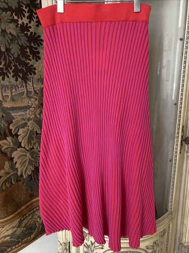 ZARA GONNA LUNGA A VITA ALTA A PIEGHE VALENTINO ROSA ROSSA TAGLIA GRANDE RARA NUOVA