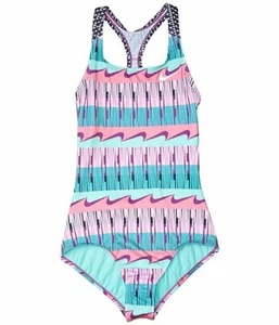 Nike 266888 Kids Clash Racerback One-Piece Swimsuit Multi Size Small - Picture 1 of 2