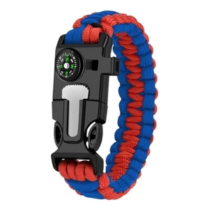 Outdoor Adjustable Heavy-Duty Paracord Survival emergency Bracelet Compass Rope - Picture 1 of 1