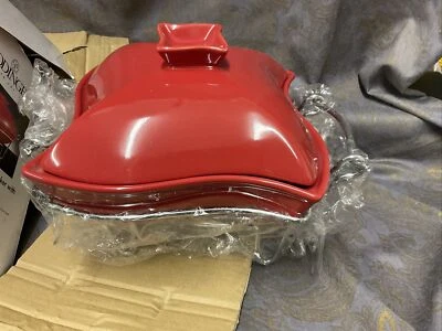 Godinger Silver Art Co 1 Qt Covered Porcelain Baker W/Chrome Plated Warmer Stand - Image 1 of 4