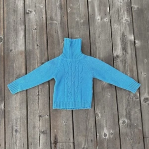 Hahne & Company Girls 100% Wool Sweater Blue Size 6 Made In Italy Turtle Neck - Picture 1 of 11