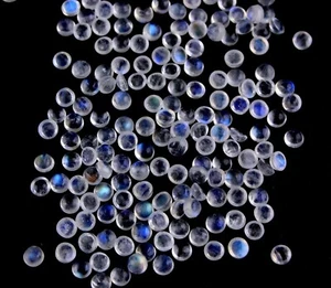 Piedra lunar arco iris natural Blue Fire diminutos cabujones forma redonda suave 4 mm - Imagen 1 de 4