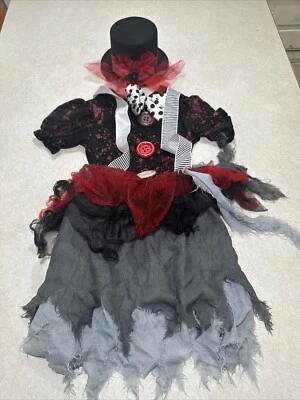 LQQK! Girls Zombie Cryptic Clown Halloween Costume Child Sz M(8-10) Harley Quinn - Image 1 of 4