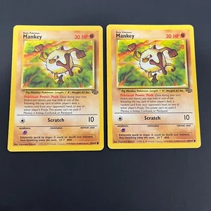 Pokemon Base Set x 2 Lot Mankey 55/64 Jungle Set Unlimited Common 1999 - Picture 1 of 2