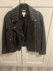 H&m Leather Biker Jacket S RRP £150 - Picture 1 of 6