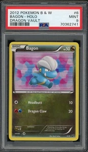 Pokemon 2012 blanco y negro Dragon Vault #6 Bagon Holo PSA 9 como nuevo - Imagen 1 de 2
