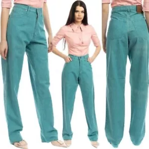 Baggy Womens Jeans Wide Leg High Rise 32x34 Moms Straight Roccobarocco NWT $455 - Picture 1 of 10