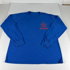 Kanye West I Feel Like Pablo Rap Shirt Medium Blue & Red Faded Long Sleeve Tee - Picture 1 of 16