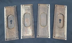 Set of 4 Egg & Dart Pocket Door Escutcheon Plates 7" x 2 1/2" GS00258 - Picture 1 of 5