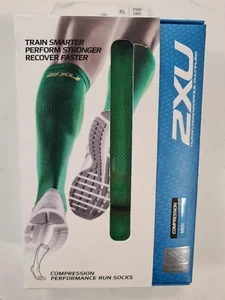 2XU Men's Compression Performance Run Socks, Running, Jogging, Green. - Picture 1 of 6