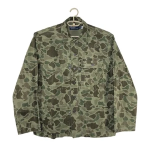 Polo Ralph Lauren Military Army Herringbone Camo Canvas Shirt Jacket M - Foto 1 di 9