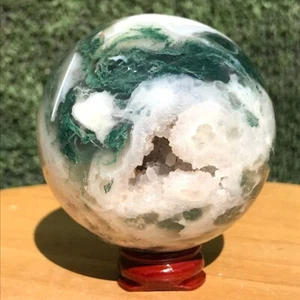 380G Natural Aquatic agate Geode Quartz Ball Crystal Sphere Specimen Healing - Picture 1 of 22