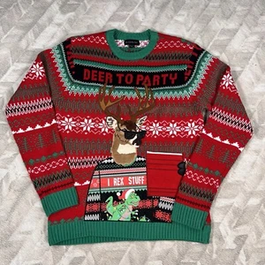 Blizzard Bay Christmas Sweater Mens Medium Deer To Party Funny Holiday Party - Picture 1 of 11