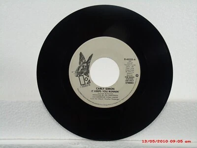 CARLY SIMON-(45)-WHITE LAB. RADIO STAT. COPY-IT KEEPS YOU RUNNIN' /MONO V.- 1976 - Image 1 of 2