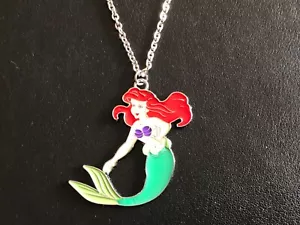 ❤️ ARIEL LITTLE MERMAID girls Charm Necklace 16" Silver Plated Chain Gift Bag - Picture 1 of 3