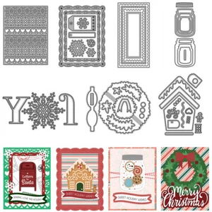 Christmas Frame Jar Joy Metal Cutting Dies Embossing Diy Scrapbook Paper Crafts - Picture 1 of 16