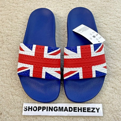[US 7] Scivoli Adidas Originals Uomo Adilette REGNO UNITO Bandiera Doccia Spiaggia