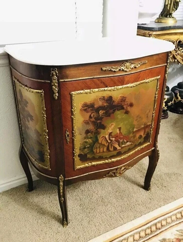 Antique French Louis The XVI painted Marble Cabinet Cover