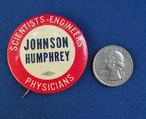 1964 Lyndon Johnson Hubert Humphrey presidente científicos ingenieros médicos - Imagen 1 de 2