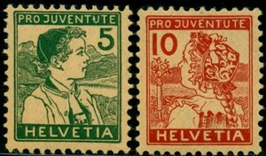 Switzerland 1915 Pro Juventute,Appenzell Boy,Lucerne Girl,Mi.128-9,MNH,CV=$375 - Picture 1 of 4