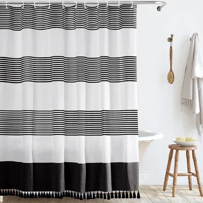Black and White Shower Curtain for Bathroom Farmhouse Shower Curtain Sets 72"... - Image 1 of 4