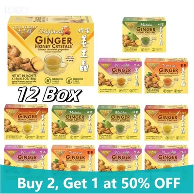 Cristais de mel de gengibre Prince of Peace, originais, limão, chá de cúrcuma (caixa com 12) - Imagem 1 de 4