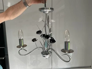 Chandelier 3 Way Black Rose Ceiling Light - Picture 1 of 2