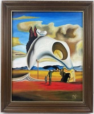 Cuadro al óleo sobre cartón firmado y enmarcado Salvador Dalí (Hecho a mano) Foto 1 de 4