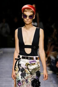 Prada S/S 2019 Runway Schwarz Wollmischung Plunge Body Strampler IT38/US4 Neu mit Etikett - Bild 1 von 11