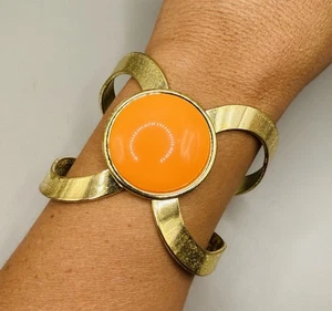 Vintage Stil Goldfarben Orange Große Manschette Armreif Statement Armband  - Bild 1 von 4