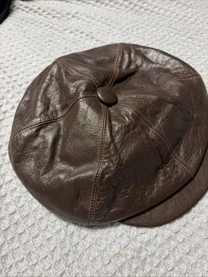 Gorra de cuero marrón United Hatters de colección y sombrerería Union Cabbie Newsboy grande EE. UU. Foto 1 de 4