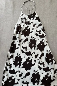Cow Print Halterneck Dress Black and White Urban Outfitters Size M - Picture 1 of 6